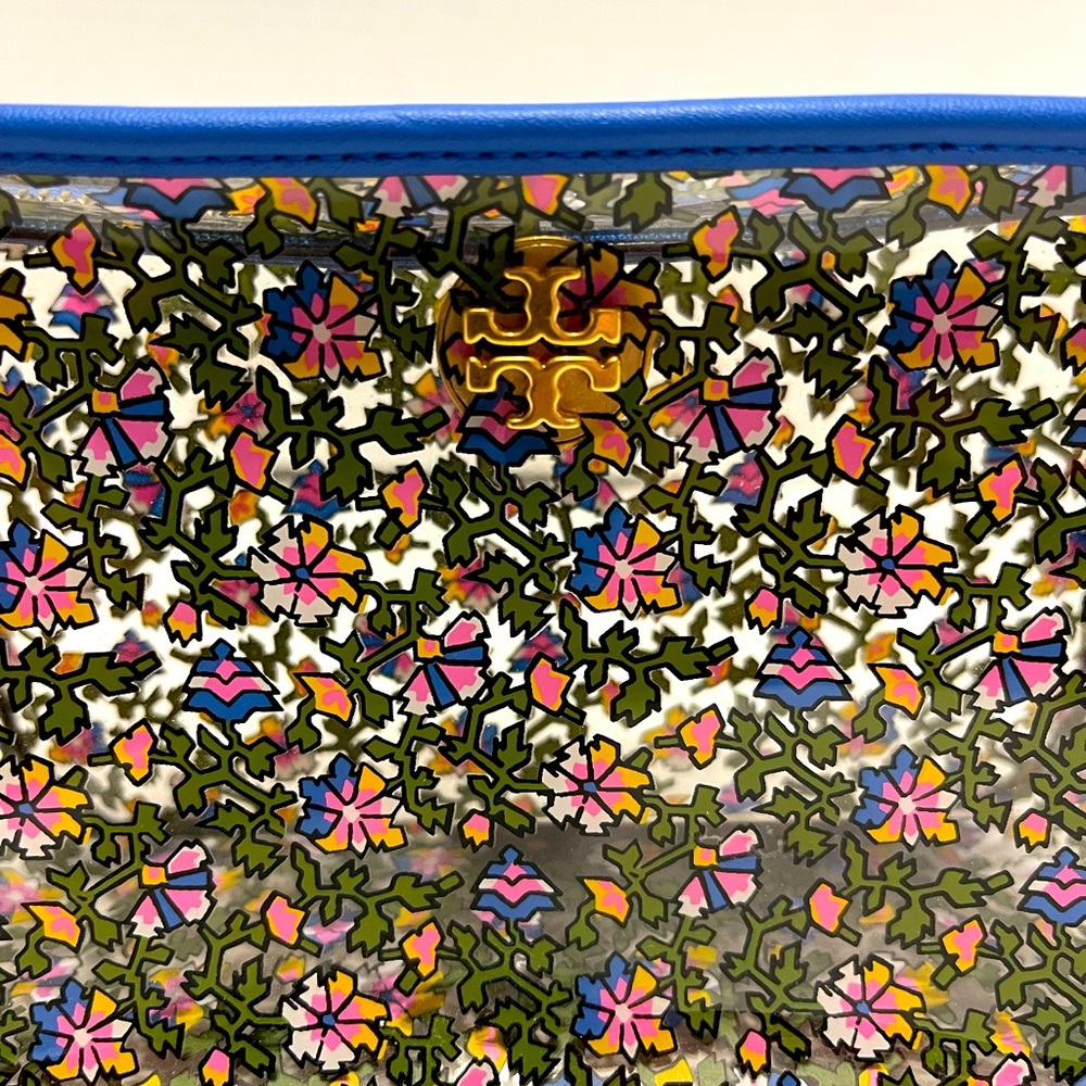 Tory Burch Printed Floral Clear Cosmetic Case NWT